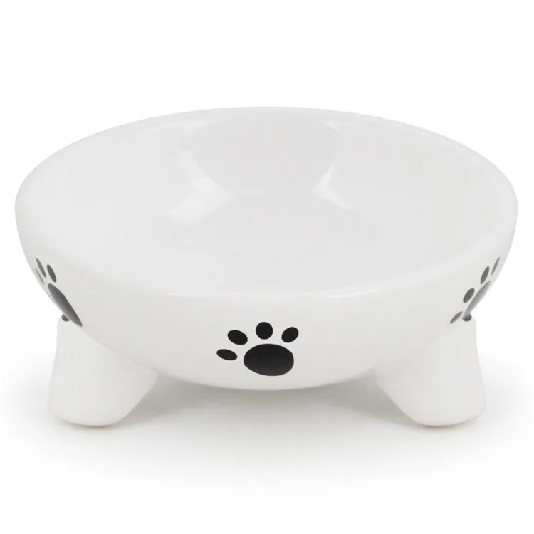 Wholesale Footprints Pet Cat Food Tableware Triangular Ceramic Dog Bowl