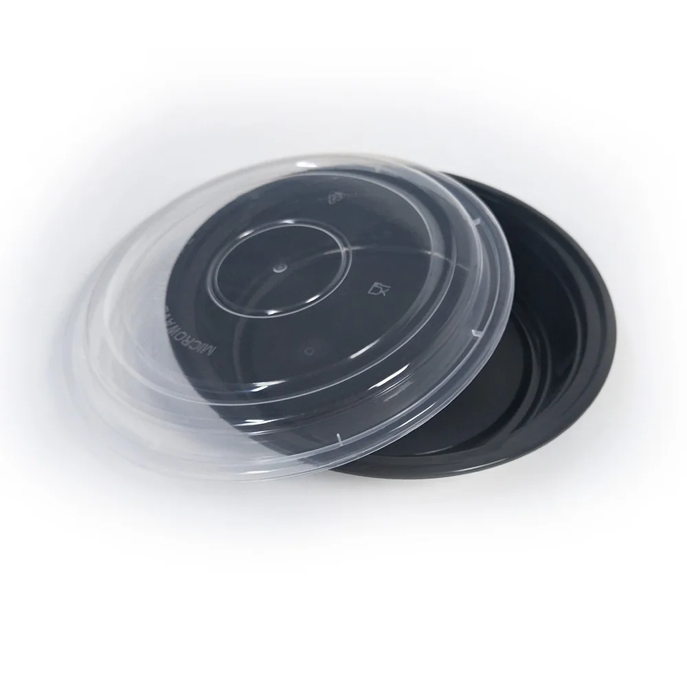 48oz round  black custom upscale disposable takeaway lunch breakfast boxes