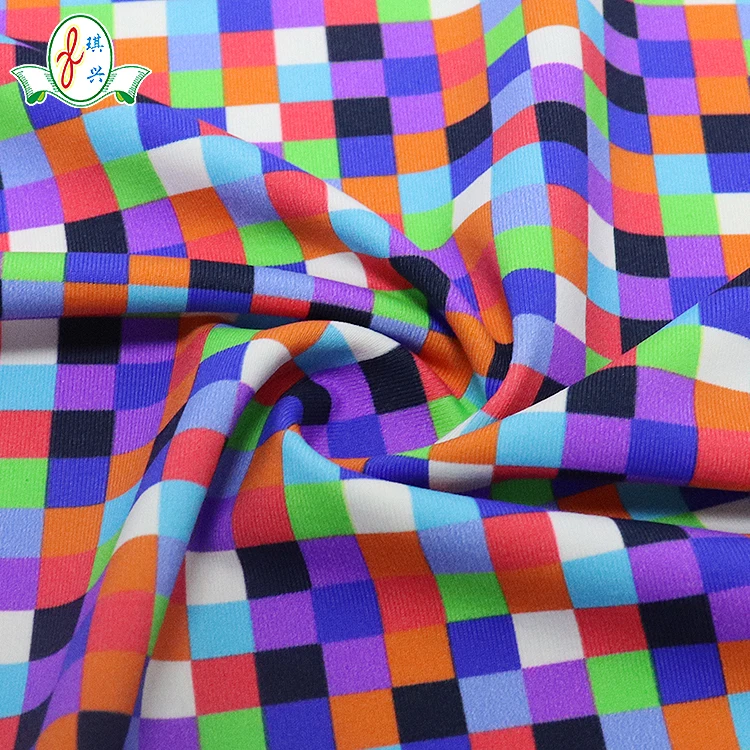 4-way Stretch  Nylon Digital Printed Square Color Printed Swimwear Fabric