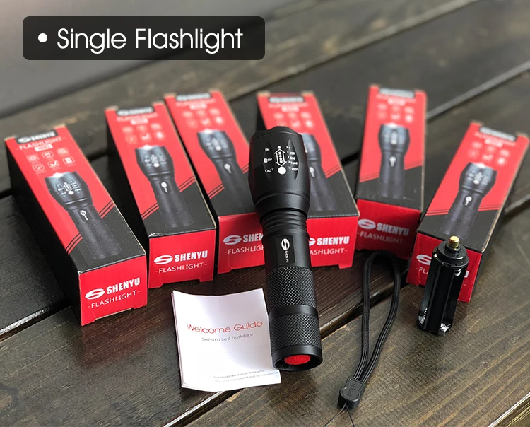 
Waterproof Aluminium Led Torch Light Tactical 18650 Rechargeable Flashlight 