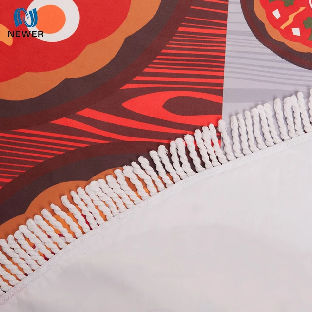 
Wholesale outdoor camping pinic sublimation large custom printed microfiber round turkish beach towel with tassels 