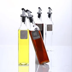 12oz Glass oil dispenser/spice holder Stainless Steel Nozzle Glass Oil Bottle / Vinegar Cruet