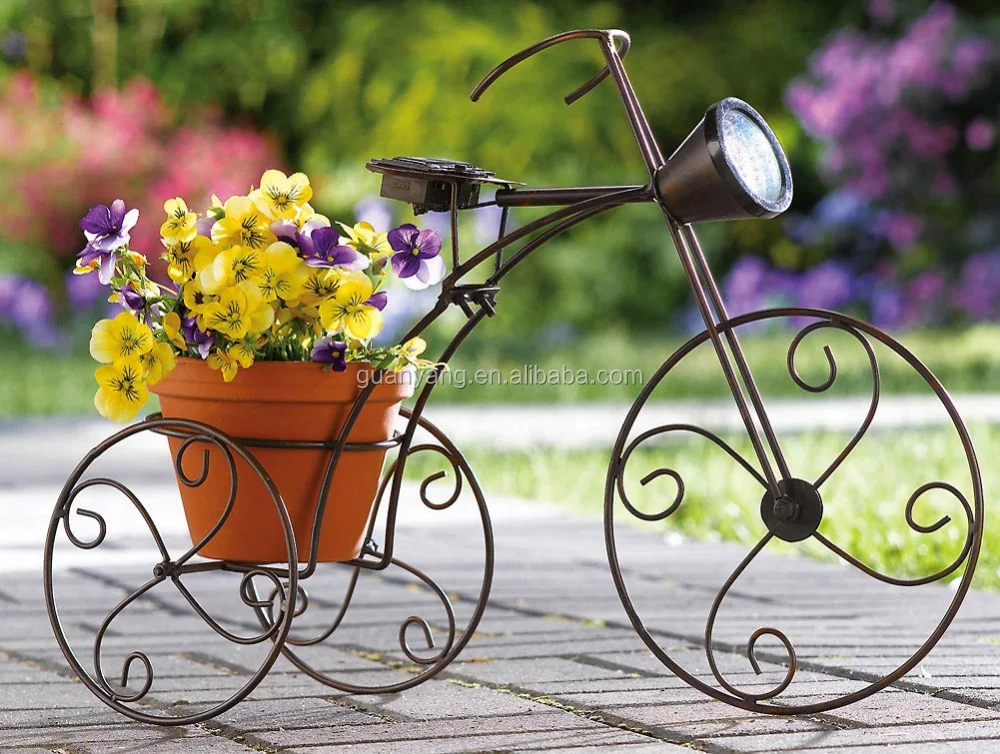 Wrought Iron Vintage cart Flower Pots Bicycle Plant Stand