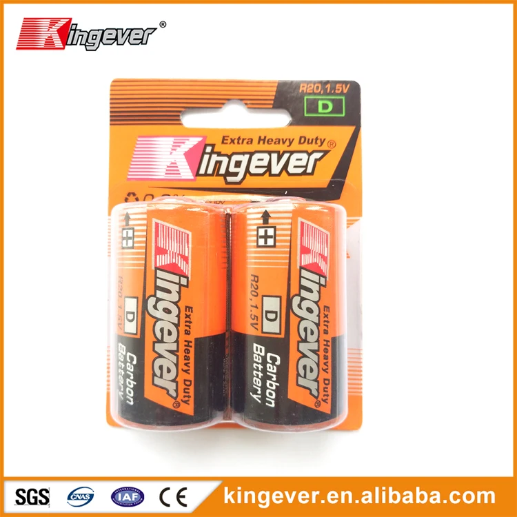 Kingever power battery r20 d size dry cell 1.5v batteries for torch lights