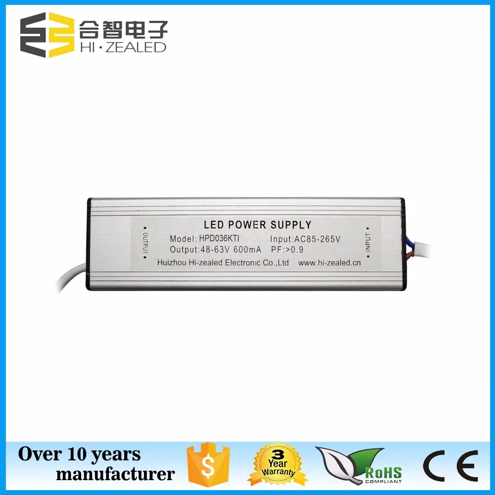 120 В вход питания постоянного тока 600mA 48 Вт Водонепроницаемый Электронный СВЕТОДИОДНЫЙ Драйвер для высокого света залива