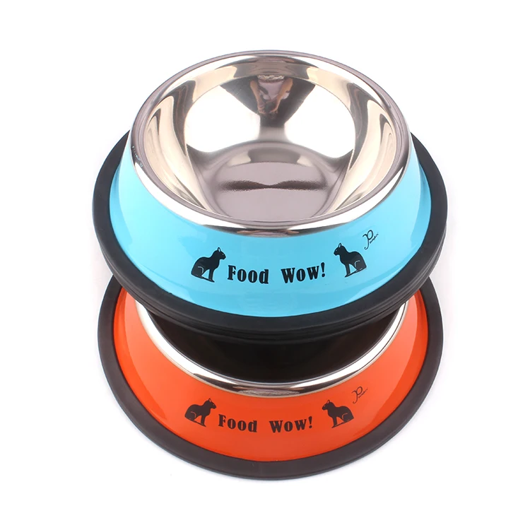 Миска для домашних животных с индивидуальным логотипом, оптовая продажа, миска для собак из нержавеющей стали с нескользящим резиновым кольцом (62157852764)