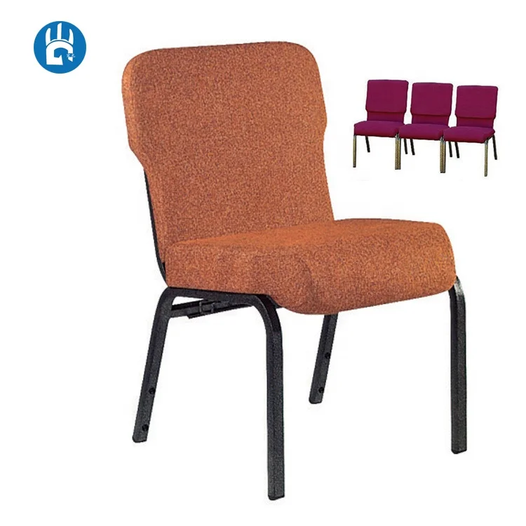 Металлический стул из синей ткани для театра, церкви