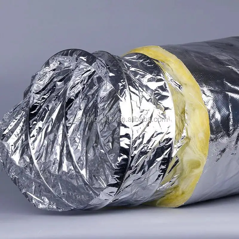 R6 R8 HVAC Systems Duct/Hose Fiberglass Reinforced  Aluminium Insulated Flexible Ducts