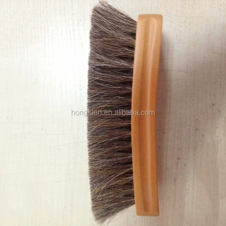 Мягкая щетка из конского волоса и свиной щетины с натуральной деревянной ручкой, маленькая щетка для чистки обуви