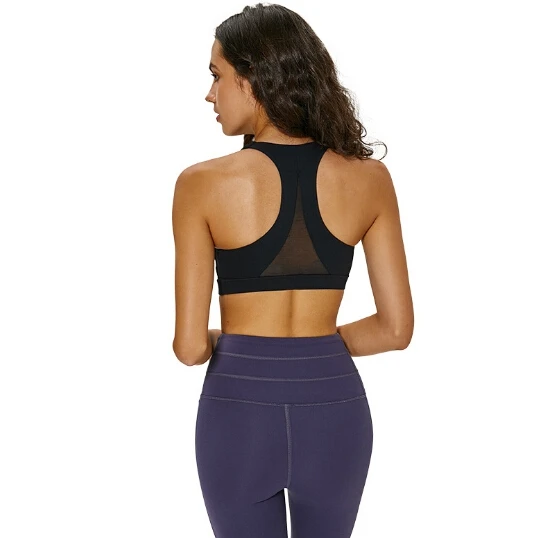 
Custom mesh sexy racer back sports bra for ladies 