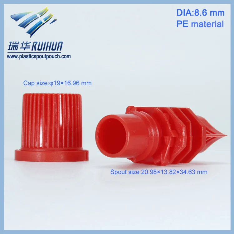 Red PE 8.6mm spout cap plastic for doypack making machine