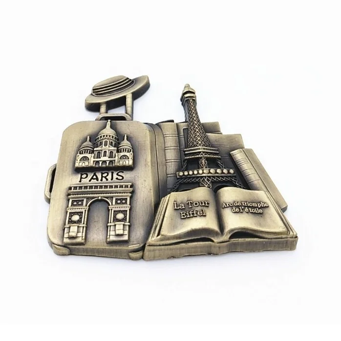 Factory custom Metal Paris souvenir keychain with your design tourist for France Paris traveller