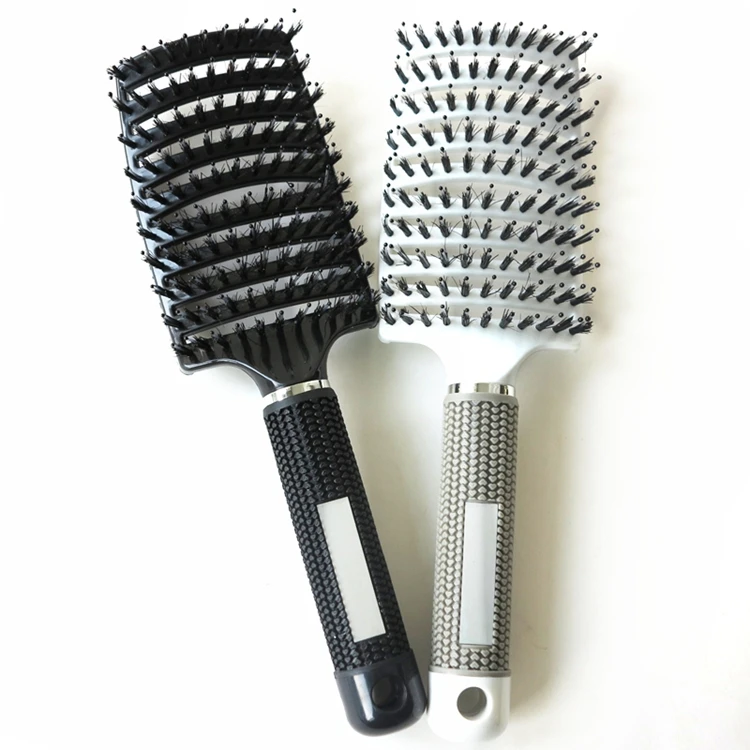 Anti-static Heat Curved Vent Comb Barber Salon Hair Styling Tool Hair Brush Boar Bristle for Detangling All Hair Types 1 Piece