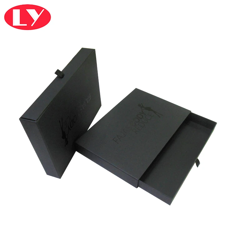 Luxury Drawer Box Matte Black Wallet Packaging Box Supplier in China