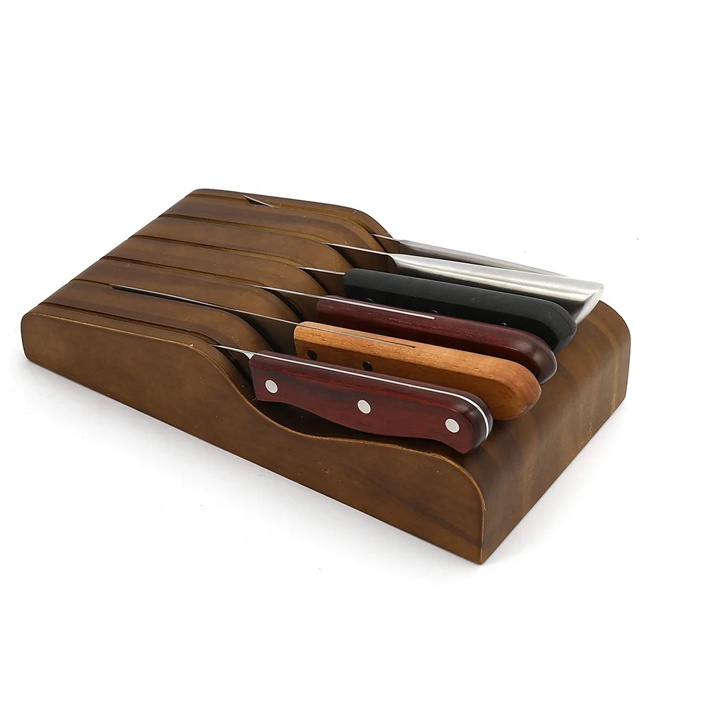 
Kitchen tools wood material customized steak knives knife block knife stander 