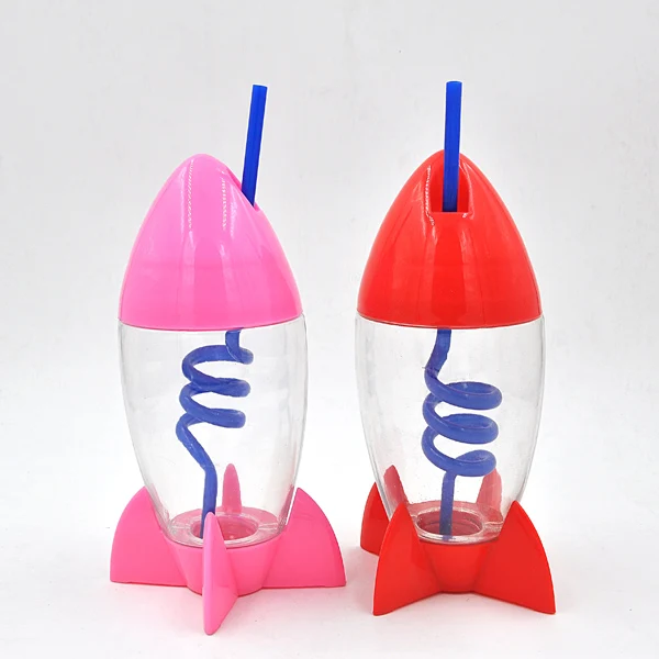 
300ml Rocket Water cup Shaped with Spiral Straw 