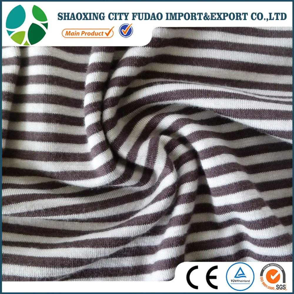 Classic parttern stripe style 30S Rayon spandex yarn dyed knit jersey fabric