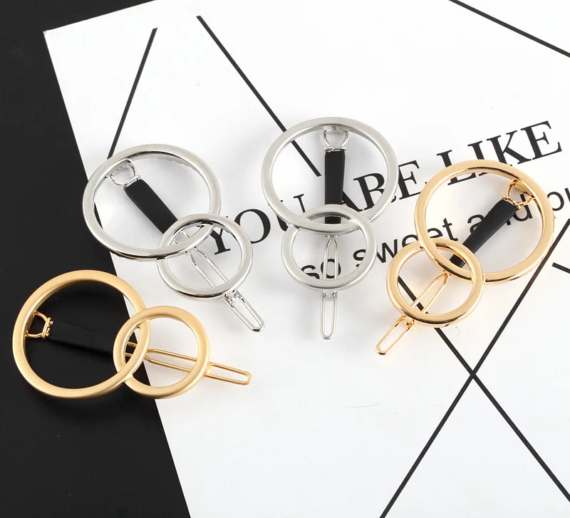 
Fashion Women Circle Round Hair Clip Plated Metal Hair pin For Girls 