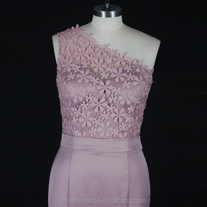 
New Designs Bridesmaid Dresses Wedding Party Mermaid Rusty Pink One Shoulder Floral Bridesmaid Dress Tube China Manufacture 2018 
