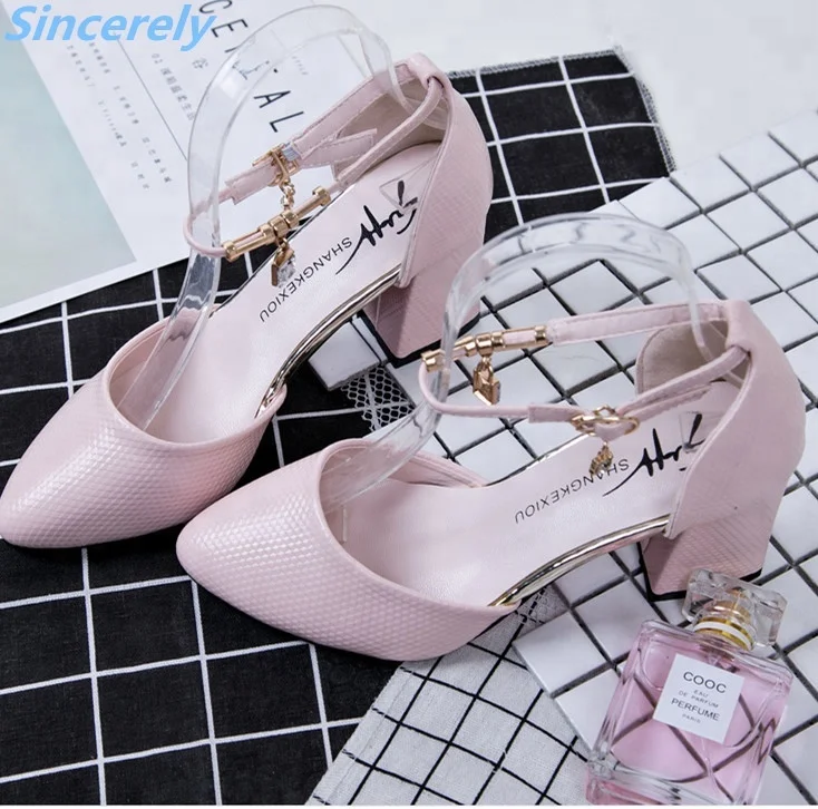 
wholesale OEM new fashion thick high heel office daily women shoes 