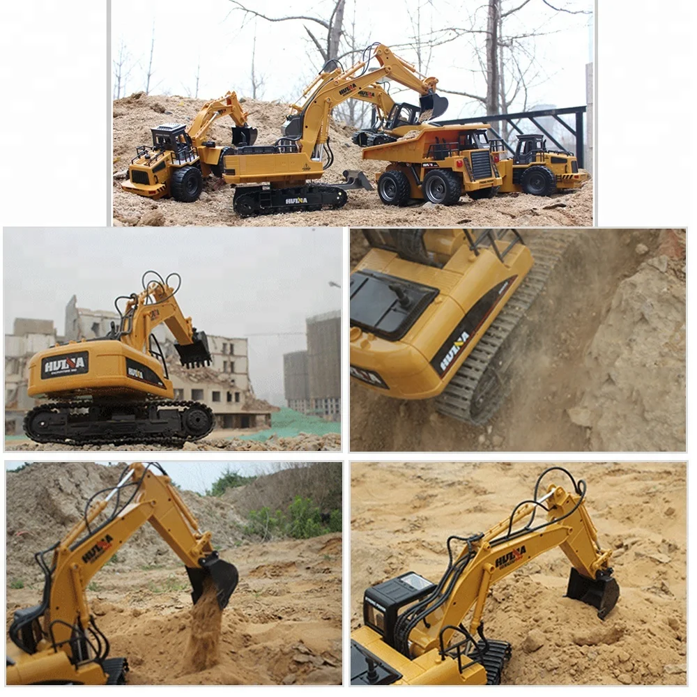 HUINA 1550 Toys 2.4G 1:14 15CH Metal RC Excavator with Recharging Battery