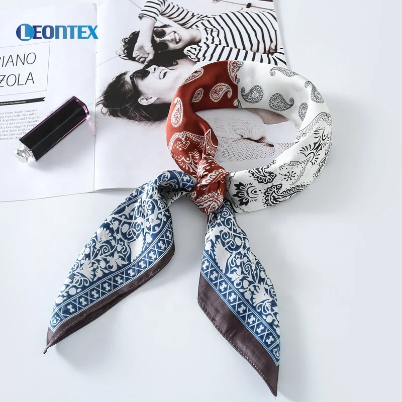 Fancy two tone neck bag satin square women s scarf