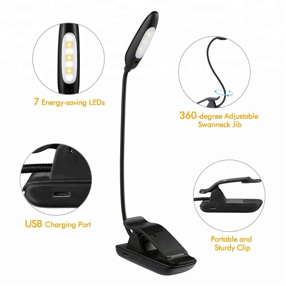
LED Book Light with 9-Level Warm/Cool White Brightness Eye Care Lamp with Power Indicator Perfect for Bookworms & Kids 