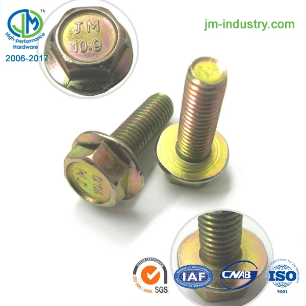 Углеродистая сталь M4 DIN 6921 12 заостренных винтов и шестигранный фланцеавой