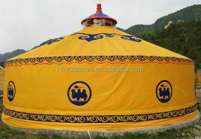 outdoor canvas waterproof steel frame tent camping mongolian ger yurt