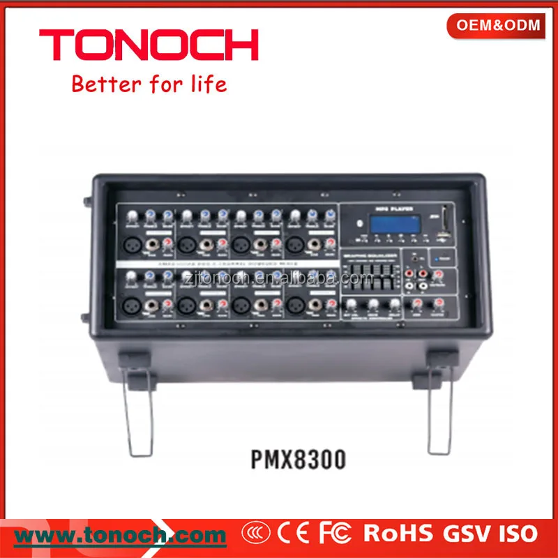 Portable High Power 6 channel power mixer amplifier for DJ