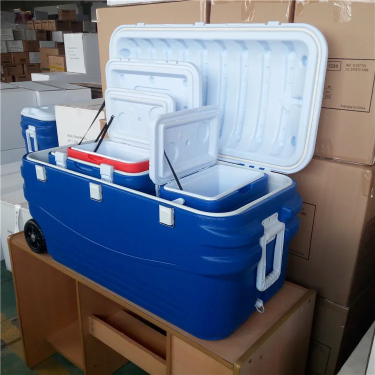 PU Insulation PE Material Plastic Fishing Large Set  10L 30L 150L Ice Cooler Box With Wheels