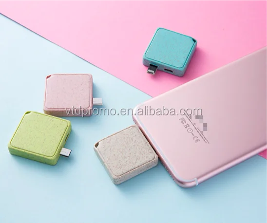 Wheat Straw Eco friendly Mini Promotion Disposable Charger One Time Use Charger 1000 Mah Powerbank Disposable Power Bank