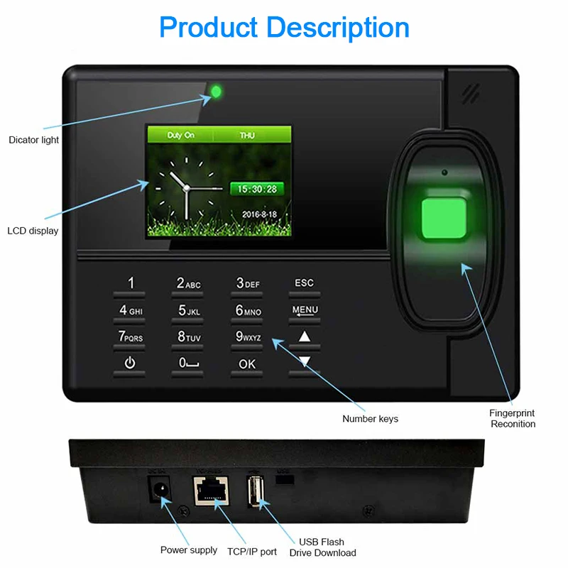 
Eseye Biometric Time Attendance System USB Rfid Access Control Office Employee Fingerprint Attendance Machine Device 