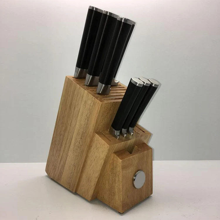 16 slots solid wood magnetic knife block set