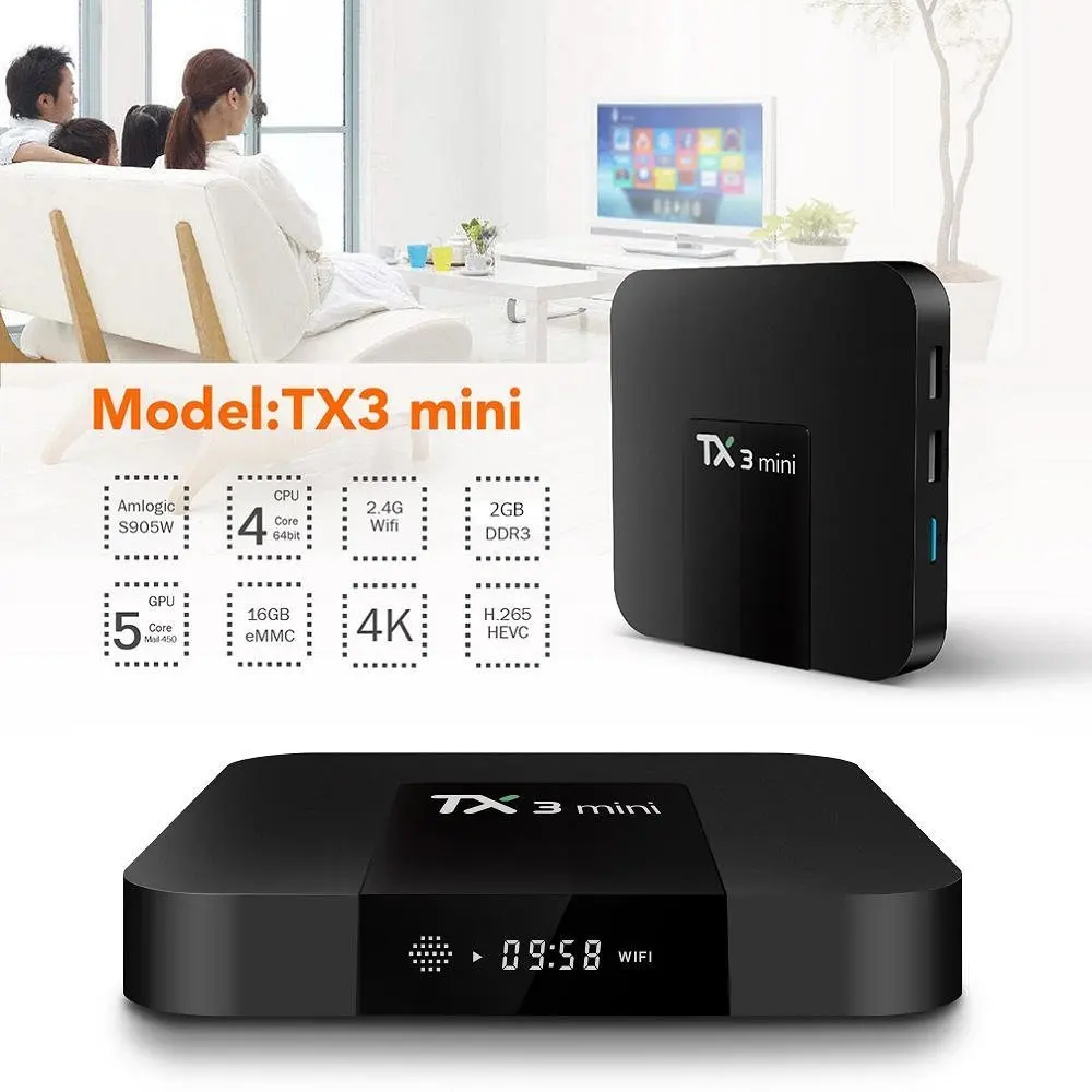 
2018 New hot selling TX3 mini Amlogic S905W Quad Core Android 7.1 tv box 2GB 16GB Media Player Box TX3mini 