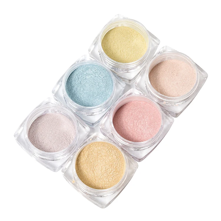 High quality 6 colors cat eye powder pearl glitter colored chrome mirror nails pigment powder chrome nails