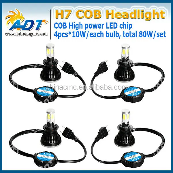 Горячая продажа 8000LM 80 Вт H7 cob фара для BMW, для Audi, для VW, для Mazda