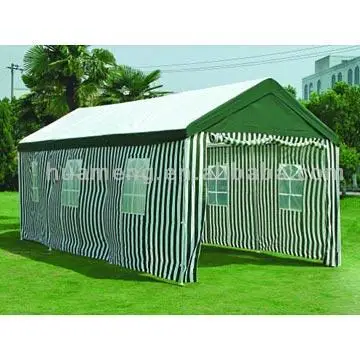 Stylish Green Striped Canopy Carport with windows