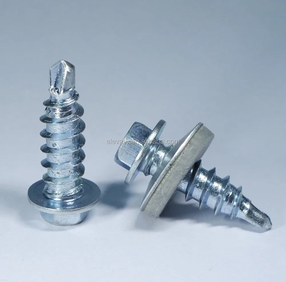 Indented Hex Washer Head 5/16 AF BSD thread No.1 Reduce Point Bonded Washer Self Drilling Screw