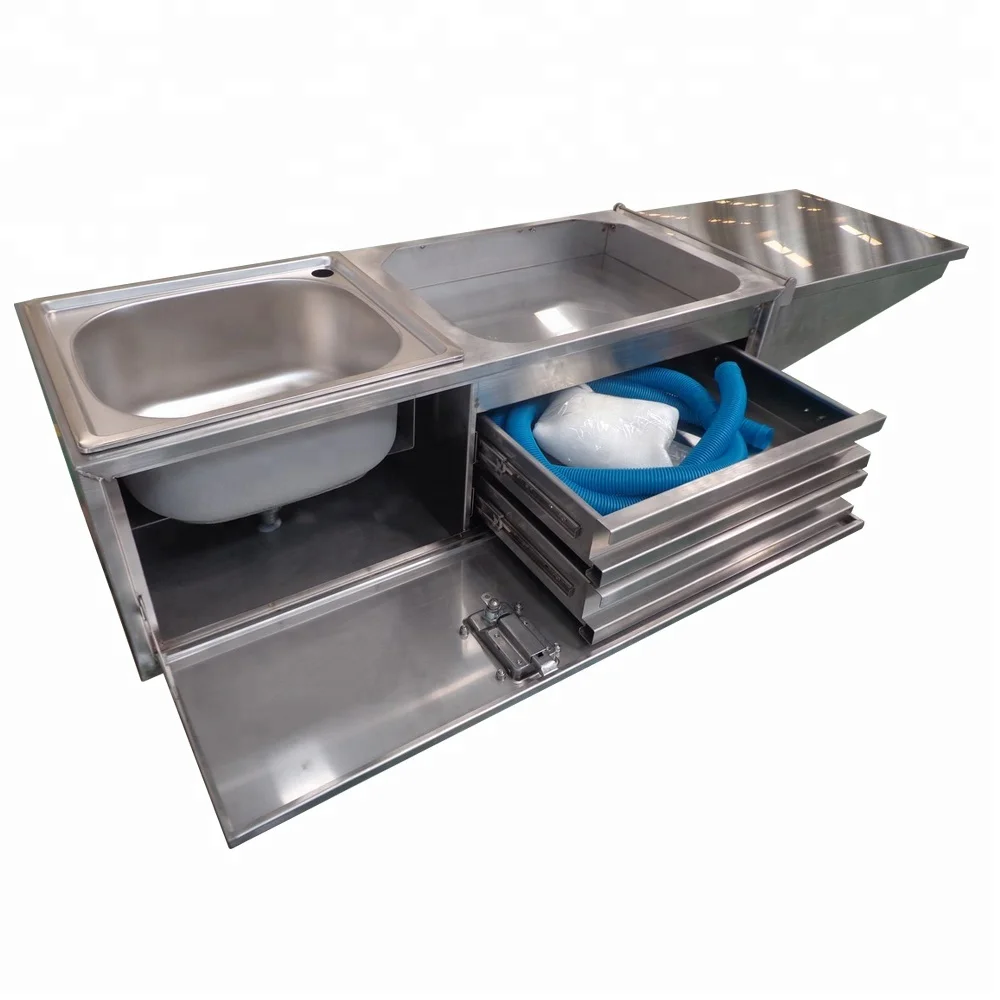 New Design Small Stainless Steel Slide Out  Mobile Camping Trailer Caravan  Tailgate Kitchen for sale