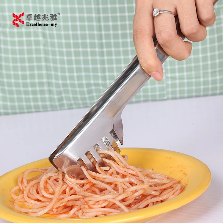 2018 New Factory Price Kitchen Gadget 9 inch Stainless Steel Spatula Tongs For Cooking Spaghetti Ice Cube
