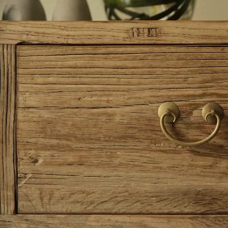 Chinese reclaimed rustic renewable storage furniture environmental-friendly recylcled wood simple 5-drawer cabinet