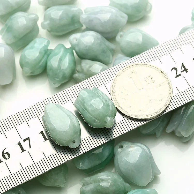  Natural A Grade Green Burmese Jade Stone Beads jadeite Loose For jewelry making Hairpins Bag Chains Making