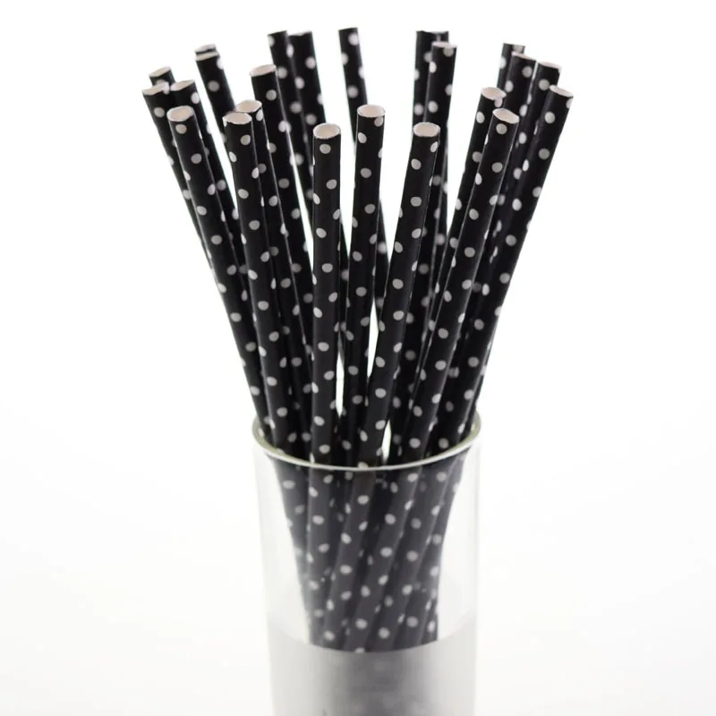 Black and White Paper Straws Wrapped Drinking Straws Customized Pattern