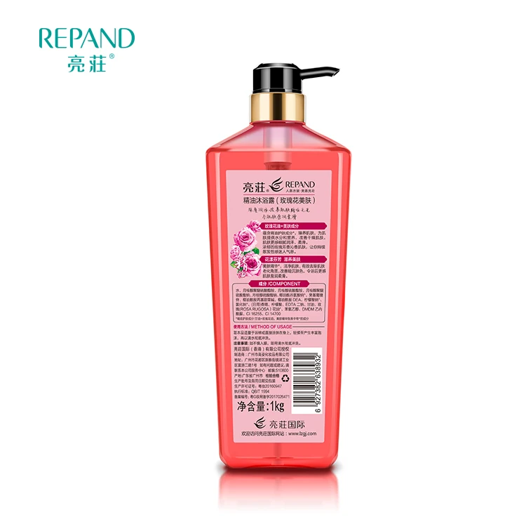 Support Customized Essential Oil Shower Gel Hydrating Relaxing Body Wash Flavors With Rose Flower Perfumed