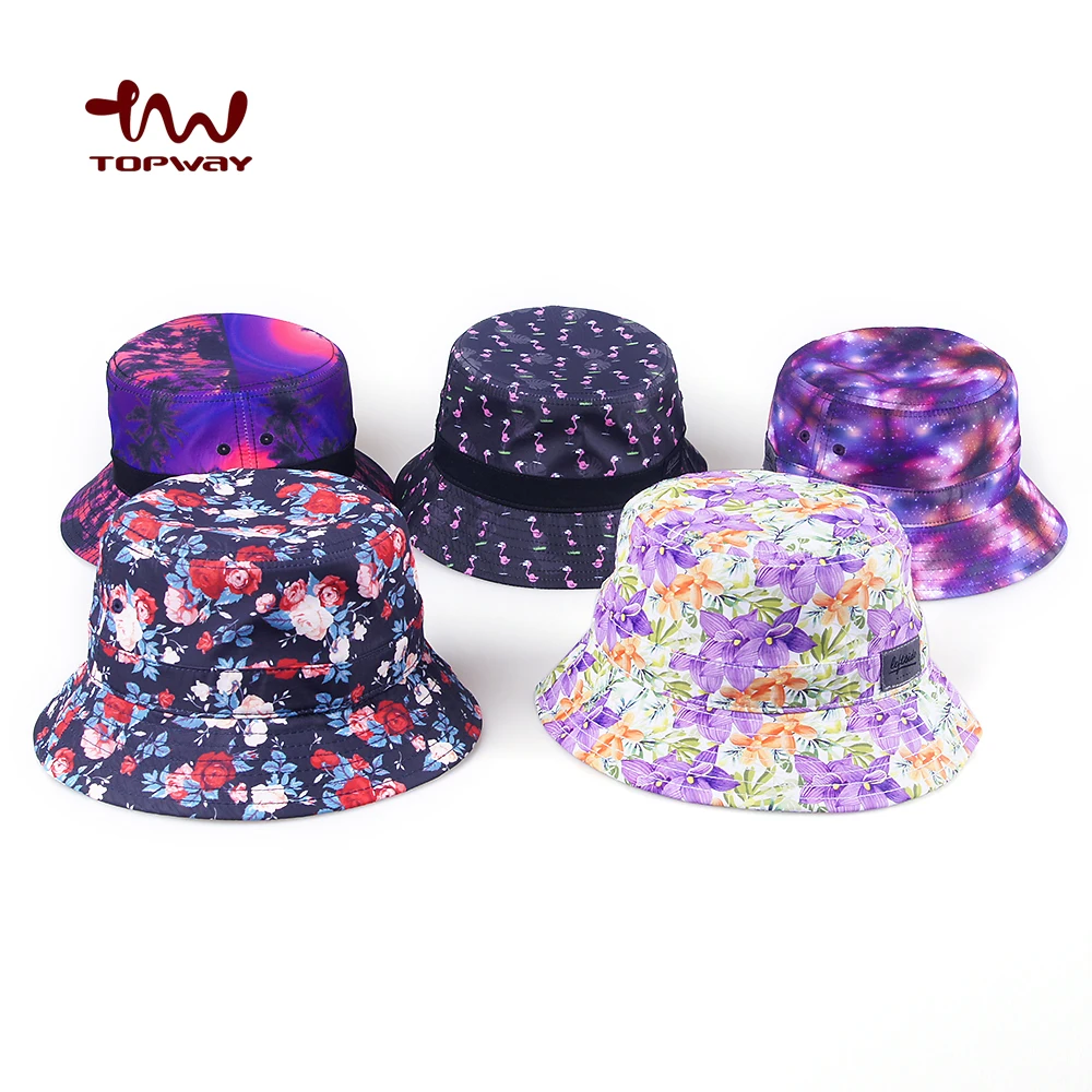 Wholesale Factory Fashion Designed Women Bucket Hats Cap Custom Logo With All Over Printing Pattern