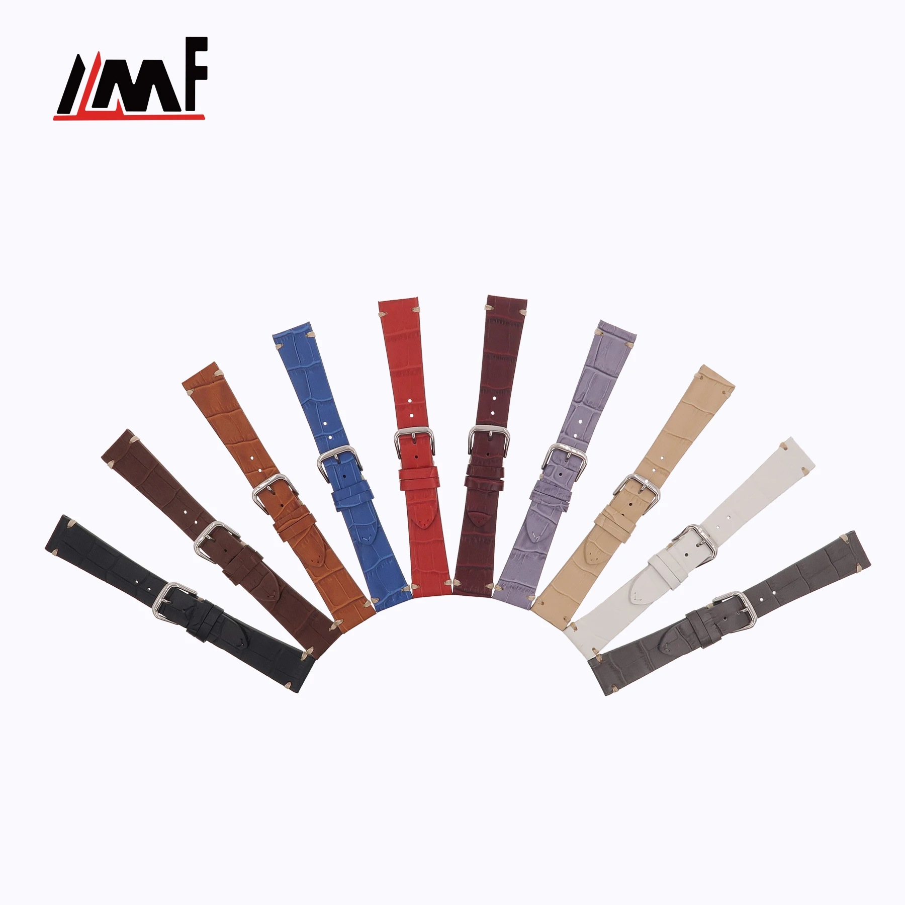 Multi Color Mat Calf Leather Embossed Alligator Grain handcrafted hand stitch Watch Bands ODM Watch Straps