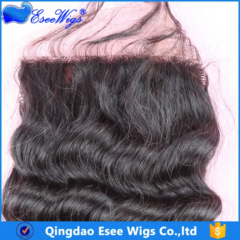 7A Gread 4x4 / 5x5 inch Silk Base Deep Wave Closure Virgin Brazilian Lace Closure Hair Piece 5x5inch Natural Color Density 130%