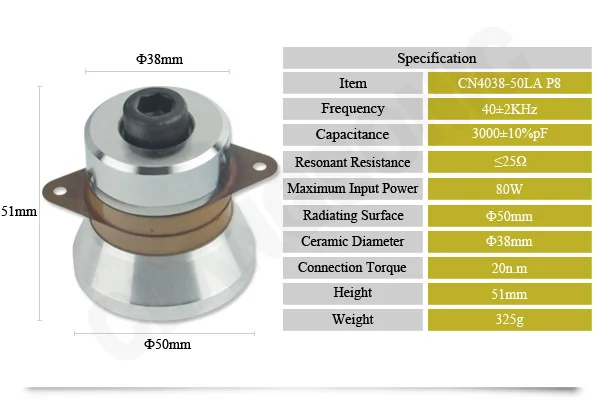 40khz 100w ultrasonic piezoelectric transducer langevin piezo ceramic for ultrasonic cleaning machine