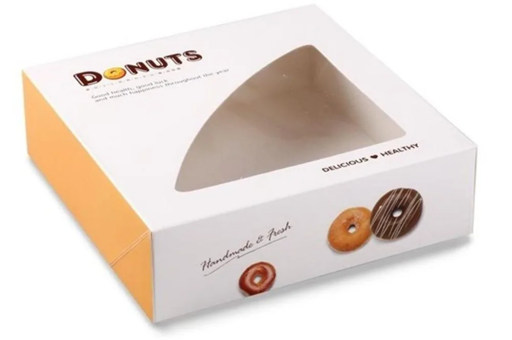 
donuts paper box fancy paper cake box with clear PVC window 